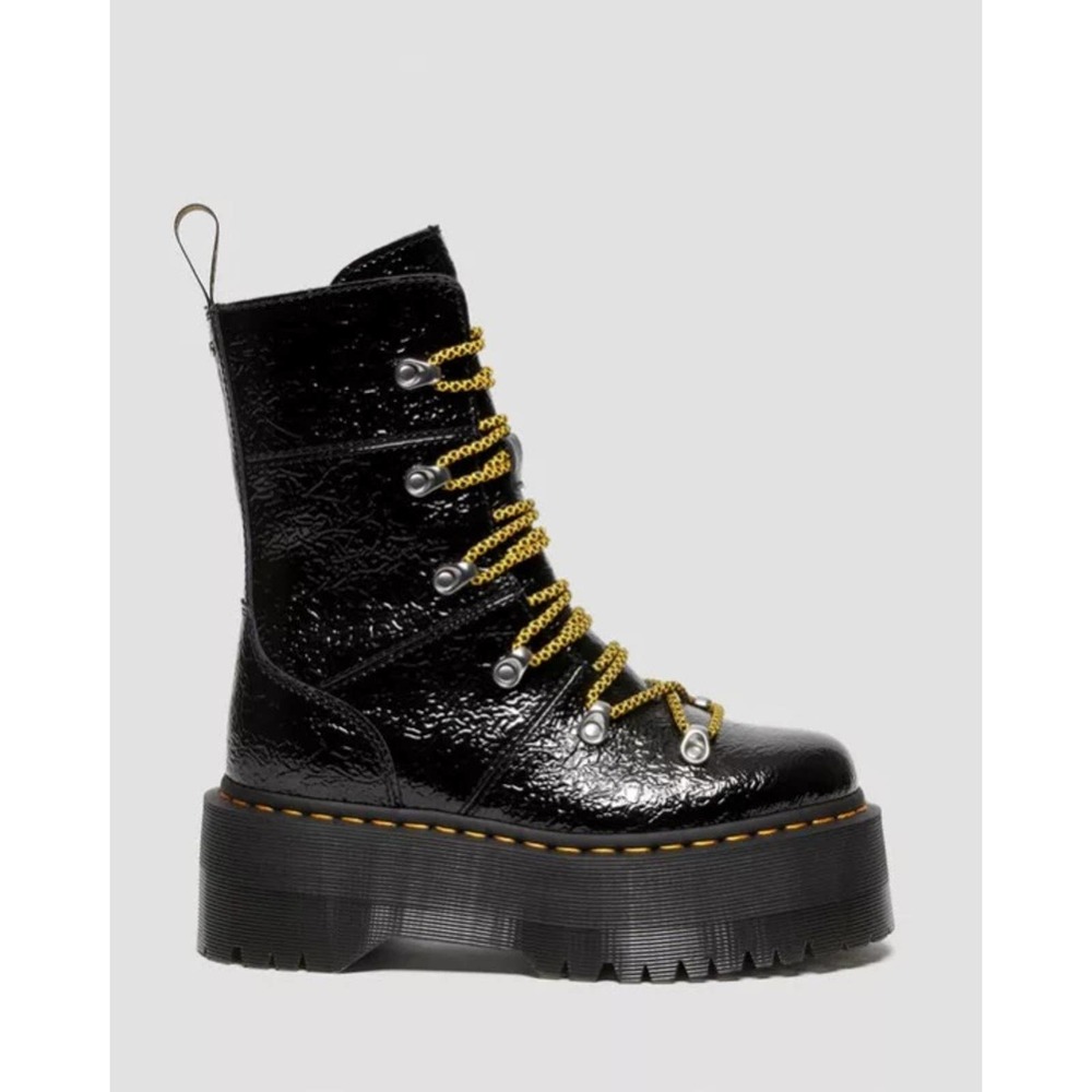 Dr Martens Ghilana Max Distressed Patent Leather Platform Boots size 8